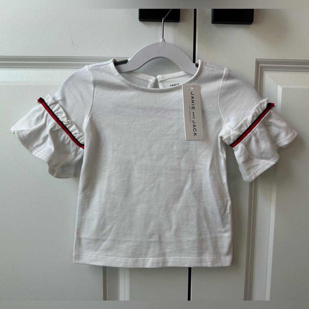 Janie and Jack White Ruffle Sleeve Bow Top NWT (Size 18-24 Months)